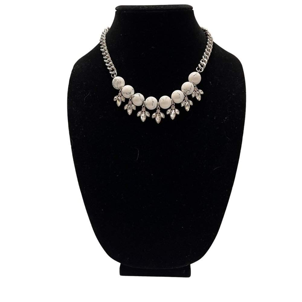 Adornable U Silver White Marble Rhinestone Reversible Statement Classic … - Picture 11 of 16